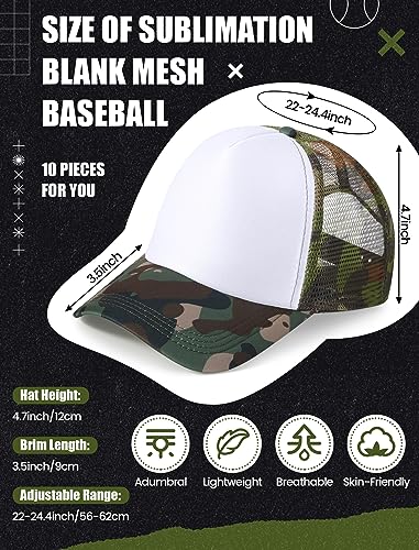 Tarpop 10 Pcs Sublimation Blank Trucker Hats Bulk - color: Camo White