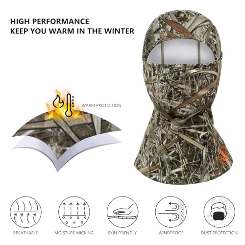 BASSDASH Winter Balaclava Fleece Ski Mask Ninja Hood Neck Warmer Fishing Hunting - color: Marshreed Ⅱ