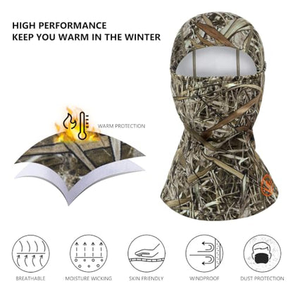 BASSDASH Winter Balaclava Fleece Ski Mask Ninja Hood Neck Warmer Fishing Hunting - color: Marshreed Ⅱ