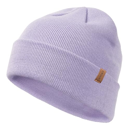FURTALK Beanie for Men Women Cuffed Thick Knitted Winter Hat Skull Cap - color: 17-palevioletred