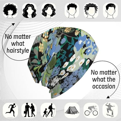 Unisex Stretch Knit Beanie Hat - color: Flowers and Plants