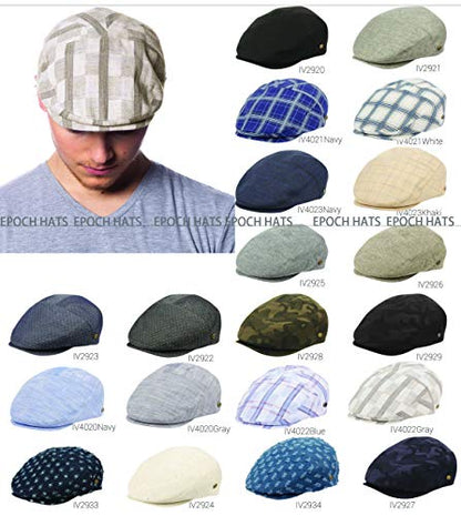 Men’s Cotton Flat Ivy Cap Lightweight Breathable Driving Hat Classic Golf Cabbie Newsboy Style Cap - color: Iv2928, size: Small-Medium