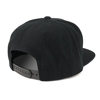 Diamond Embroidered Flat Bill Snapback Cap - color: Black With Metallic Gold Thread