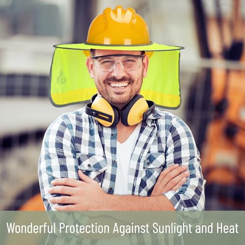 UNCO Industrial Hard Hat Sun Shield, 3 Pack, Yellow, Mesh Sunshade, Reflective, Snap Closure, Hard Hat Accessory - color: Yellow, size: 3 Pack