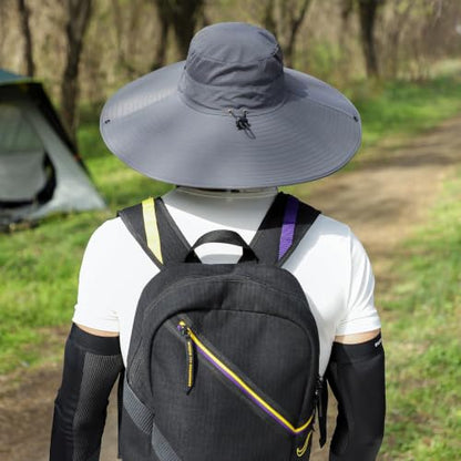Wide Brim Sun Hat for Men Women UV Protection Bucket Fishing Hats - color: Dark Gray