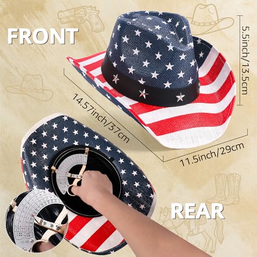 Straw Cowboy Hat for Men and Women Cowgirl Cowboys Cowgirls Woven Crease for Western Gift Gifts - color: White Blue Hat