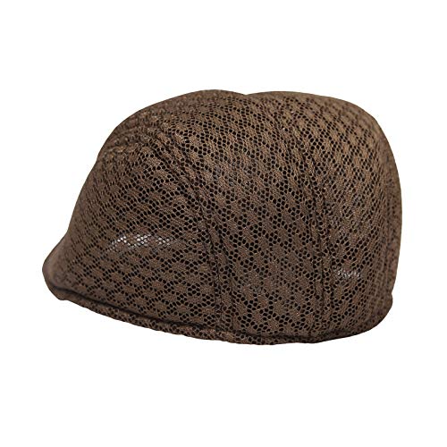 WITHMOONS Breathable Mesh Summer Hat Newsboy Ivy Cap Cabbie Flat Cap UZ30053 - color: Brown