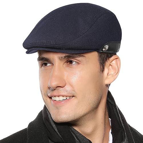 Sumolux Mens Newsboy Hat Flat Cap Gatsby Lvy Irish Hats Driving Cabbie - color: C Navy Blue