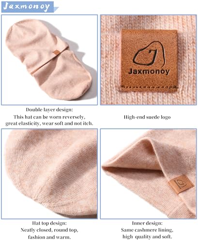 jaxmonoy Slouchy Knit Beanies Winter Hats for Women Men Soft Warm Reversible Slouch Cuffed Skull Knitted Beanie Cap - color: Mixed Pink