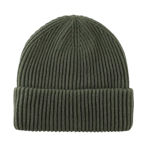 Home Prefer Rib Knit Beanie Hat for Men and Women Cuffed Beanie Winter Hat - color: Army Green