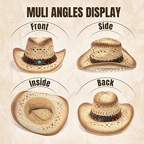 Simplicity New Western Style Classic Cowboy Straw Hat - color: Beige