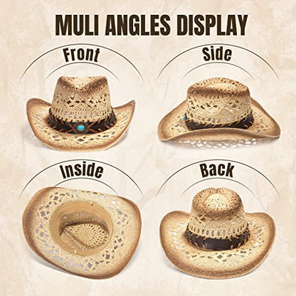 Simplicity New Western Style Classic Cowboy Straw Hat - color: Beige