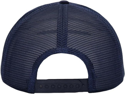 Mens Mesh Snapback Trucker Hat Baseball Cap, Fits OSFM&XXL Head - color: Curved Navy, size: X-Large-XX-Large
