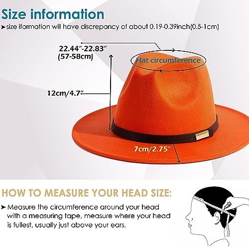 Fedora Hats for Men Wide Brim Panama Hat with Classic Belt - color: Orange
