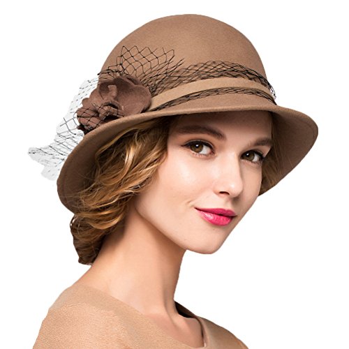 Maitose™ Women's Wool Felt Bowler Hat - color: Camel