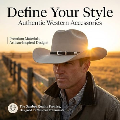 Gamboa Horsehair Hat Band for Cowboy Hats - color: Black and Metal