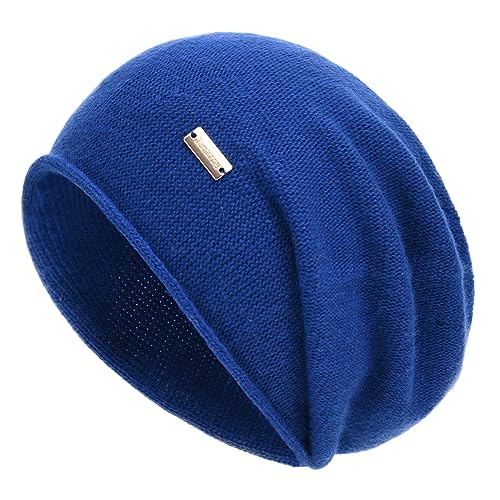 jaxmonoy Slouchy Knit Beanie Hat for Women Winter Soft Warm Ladies Laightweight Slouch Knitted Skull Beanies Cap - color: Cobalt