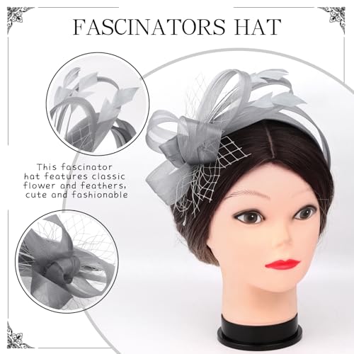 Fascinators Hats for Women, Fascinator Headband Tea Party Hat - color: Grey