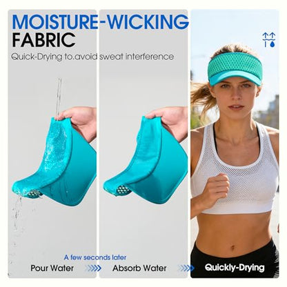 AUSFLUG Sun Visor Hat Men Women - Moisture Wicking Lightweight Sports Cap - color: Teal