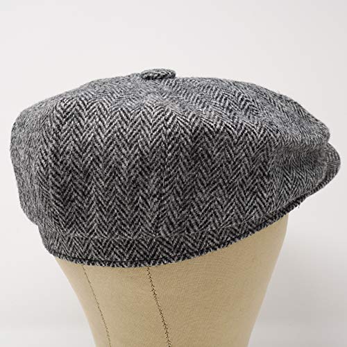Lomond Newsboy Cap - 100% Handwoven Wool - Harris Tweed - Water Resistant - color: Charcoal Herringbone, size: X-Small