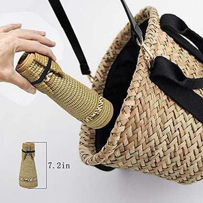 Women Sun Visors Foldable Straw Hats Summer Beach Packable Hat Floppy Wide Brim Cap Deep Style, Adjustable Size - color: Khaki Mix