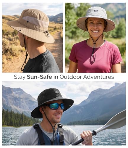 Hat Hut Hiking Hat, UPF50+ Wide Brim Sun Bucket Hats for Men Women, UV Protection, Fishing Outdoor Safari - color: Light Grey