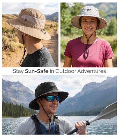 Hat Hut Hiking Hat, UPF50+ Wide Brim Sun Bucket Hats for Men Women, UV Protection, Fishing Outdoor Safari - color: Olive Green