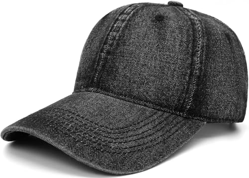 Baseball Cap for Women Men Classic Strapback Hats Adjustable Sun Hat - color: Black