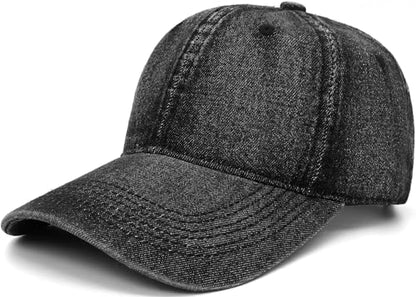 Baseball Cap for Women Men Classic Strapback Hats Adjustable Sun Hat - color: Black