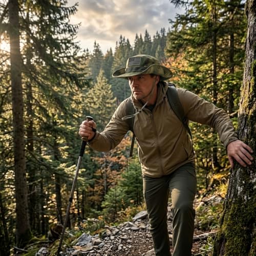 Breathable Mesh Boonie Hat, Wide Brim Sun/Fishing Hat, Adjustable Chin Strap - color: Green