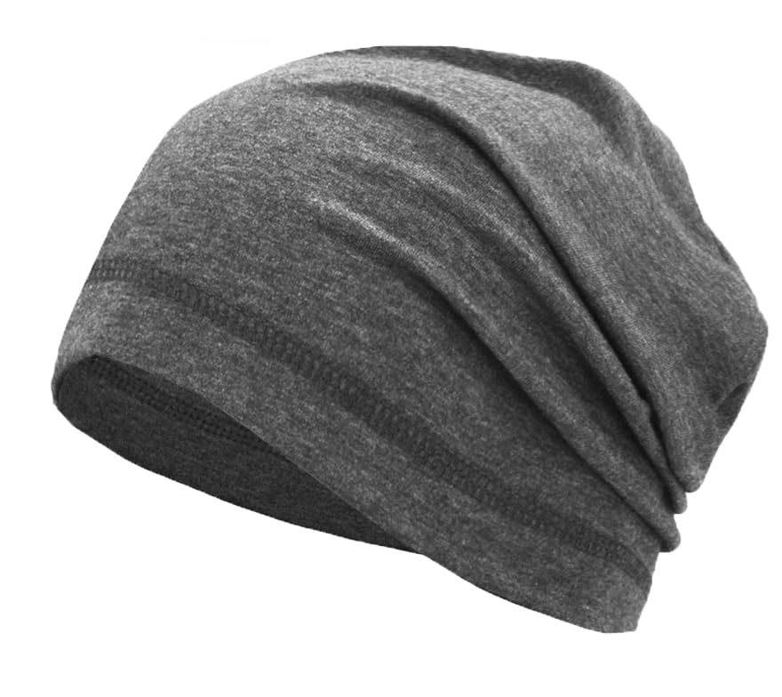 Cotton Summer Beanie Hats Lightweight Skull Caps Soft Thin Sleep Sleeping Hat Light Cancer Chemo Cap Helmet Liner - color: Heather Grey