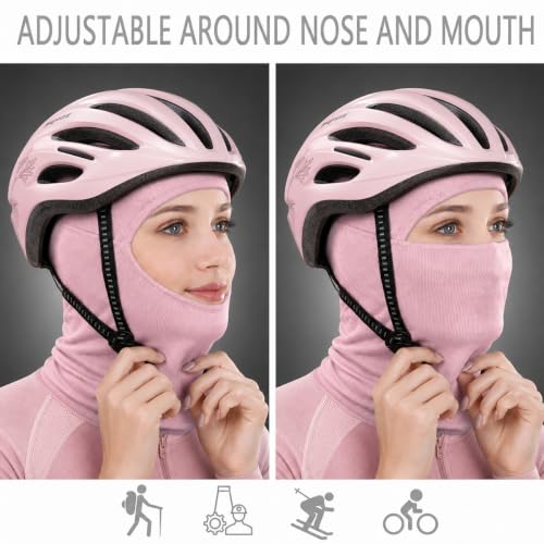 Achiou Ski Mask for Men and Women, Lightweight UV Balaclava Face Cover - color: New Pink