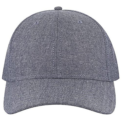 Ashen Fane 6 Panel Structured Low Profile Superior Cotton Twill Basic Baseball Hat - color: Chambray Navy