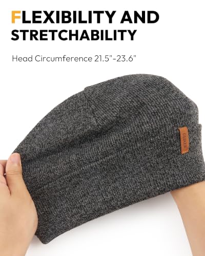 Beanie for Men Women, Winter Double Layer Warm Hat Skull Cap - color: Mixed Beige+mixed Gray+mixed Black