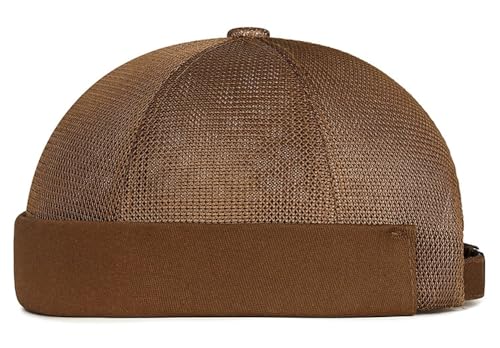 Men’s Mesh Brimless Docker Caps Unisex Adjustable Beanie Cap Rolled Cuff Retro Hat Summer Worker Sailor Hat Skullcap - color: White-new