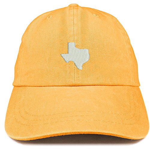 Trendy Apparel Shop Texas State Map Embroidered Washed Cotton Adjustable Cap - color: Mango