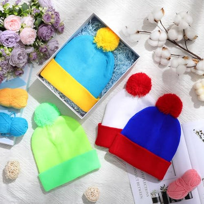 Shinymoon Halloween Knit Pom Beanie Hat Cosplay Headwear - color: Royal Blue
