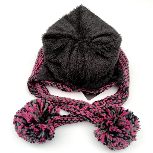 HUAMULAN Women Winter Sherpa Knit Beanie Hat Fleece Lined Ear Flaps - color: Rose Red