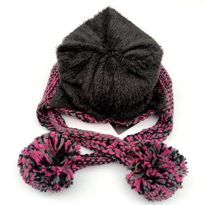 HUAMULAN Women Winter Sherpa Knit Beanie Hat Fleece Lined Ear Flaps - color: Rose Red