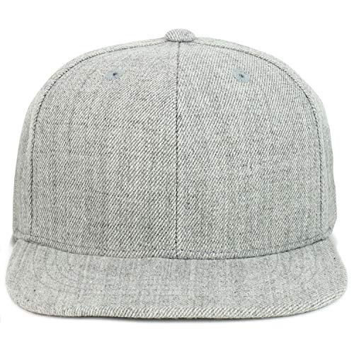 Armycrew Youth Kid's Solid Color Flat Bill Snapback Baseball Cap - color: Heather Grey