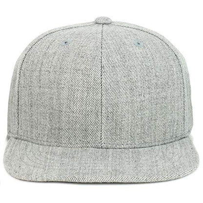 Armycrew Youth Kid's Solid Color Flat Bill Snapback Baseball Cap - color: Heather Grey