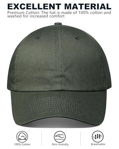 GADIEMKENSD Unstructured Baseball Cap Adjustable, Running Hat for Men Women, Cotton Dad Hat Plain for Outdoors Activities - color: Army Green