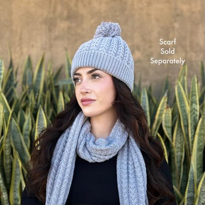 Humble Hilo Knit Hats Beanies for Women Winter Pom Beanie Men or Women Beanies Cable Knit Beanie - color: Grey Pom Pom