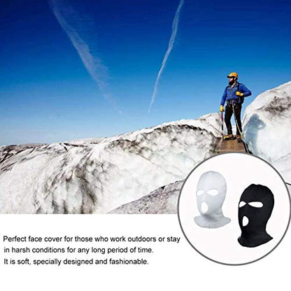 3-Hole Ski Face Mask Balaclava for Men and Women,Set of 2 - color: Black+white