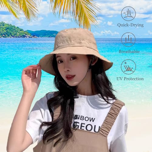 Outdoor Bucket Packable Sun Hat with Detachable Chin Strap for Women and Men, Quick Dry Waterproof UV Protection Sun Hat - color: Navy Blue