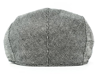 Men's Classic Patchwork Herringbone Checker Plaid Newsboy Ivy Hat Flat Cap - color: Light Grey, size: Large-X-Large