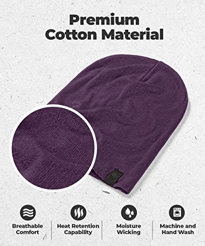 Warm Slouchy Beanie Hat - Deliciously Soft Daily Beanie in Fine Knit - color: Eggplant