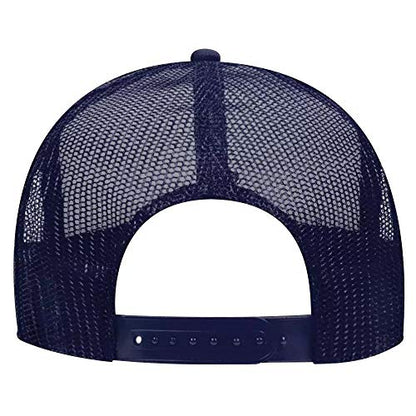 Ashen Fane Kids' Polyester Foam Front 5 Panel High Crown Mesh Back Trucker Hat - color: Nvy/Wht/Nvy