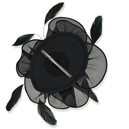 AQOKKA Women Fascinators Hats Flower Fascinators with Headband and Clip Tea Party Headwear for Women and Girls - color: 8.2" Diameter / Black a