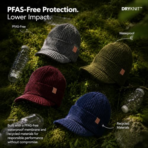 TOP-EX 80% Merino Wool Waterproof Winter Beanie Hat Men Big Heads - color: Gray, size: Medium-Large